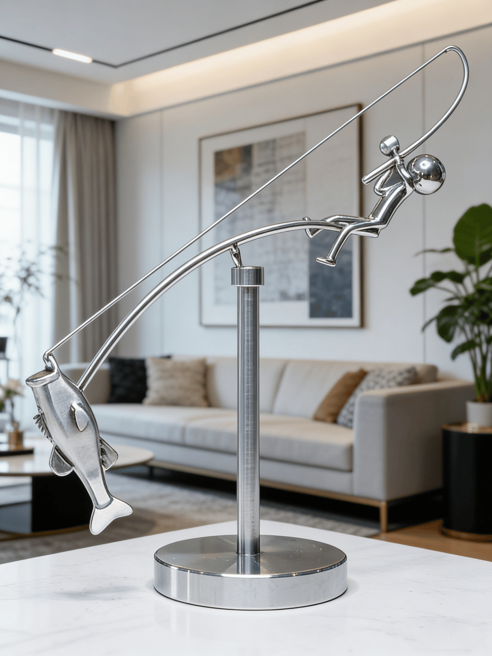 Figurka rybaka z efektem balansu 🎣