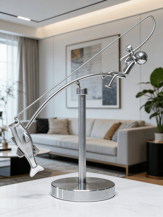 Figurka rybaka z efektem balansu 🎣