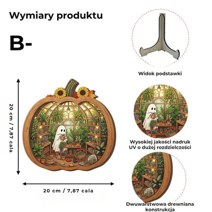 Drewniane dekoracje z dyni na Halloween