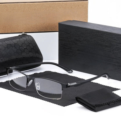 Wielosferyczne okulary do czytania z fotochromem (ultralekkie, półramkowe, metalowe)