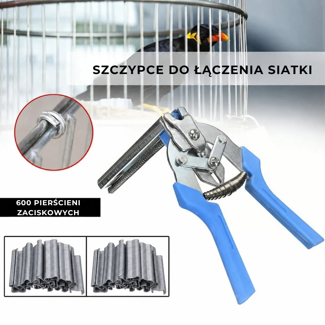 Szczypce do zacisków typu M – 600 zacisków w zestawie