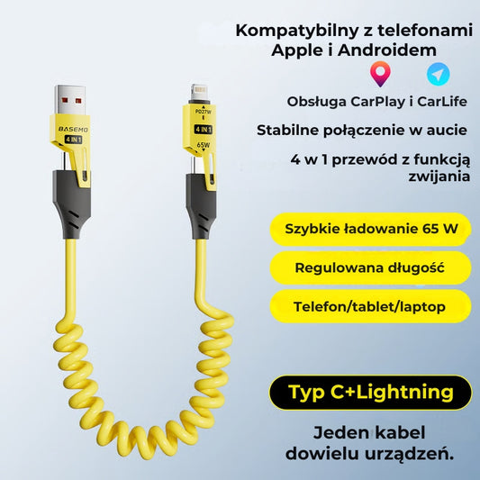 Szybka ładowarka sprężynowa 4 w 1 (kabel 65W)