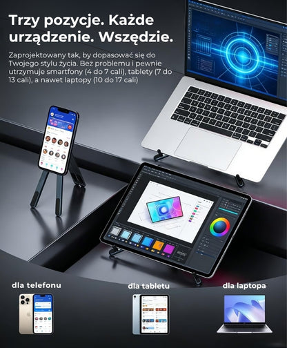 Składany magnetyczny stojak 3w1 na urządzenia elektroniczne