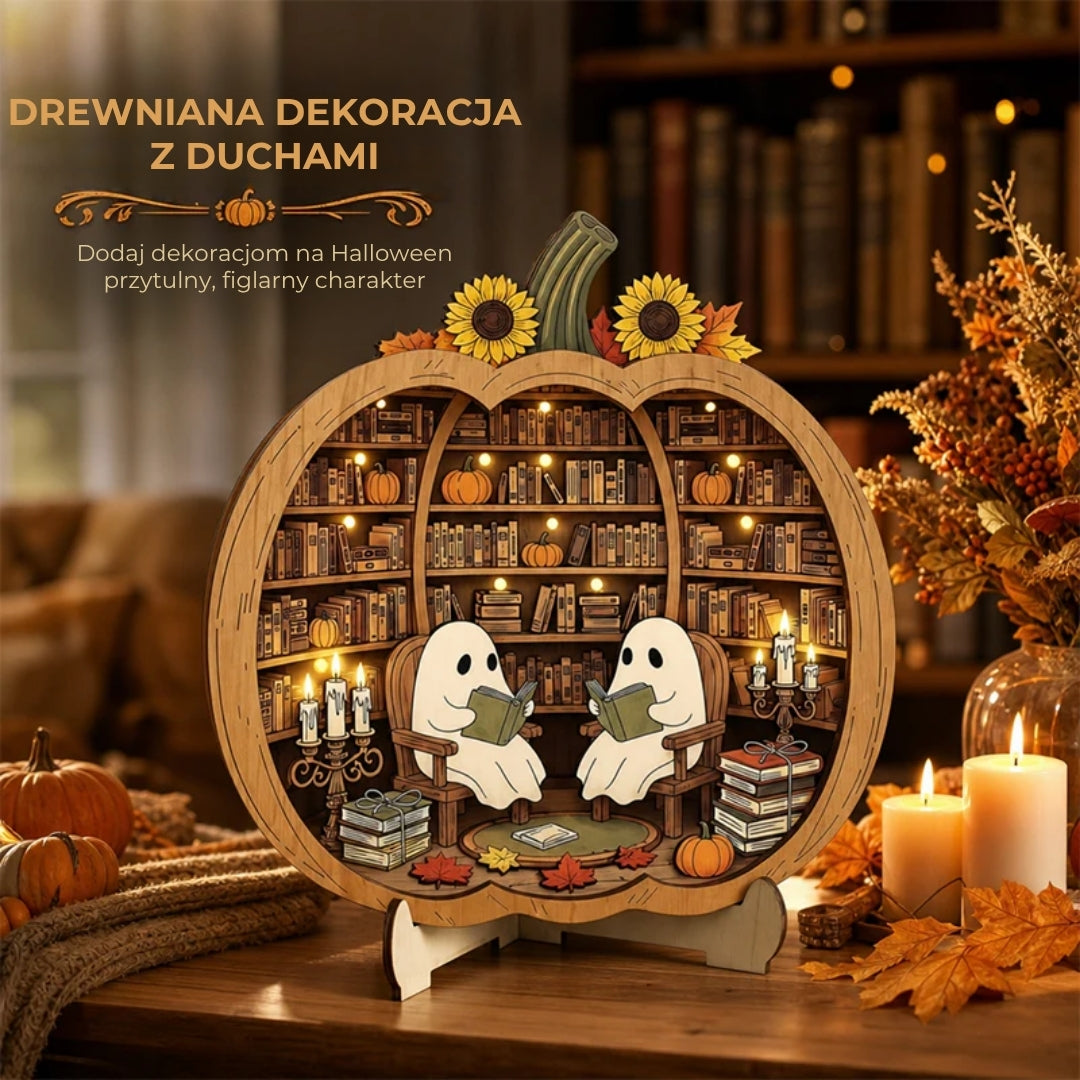 Drewniane dekoracje z dyni na Halloween