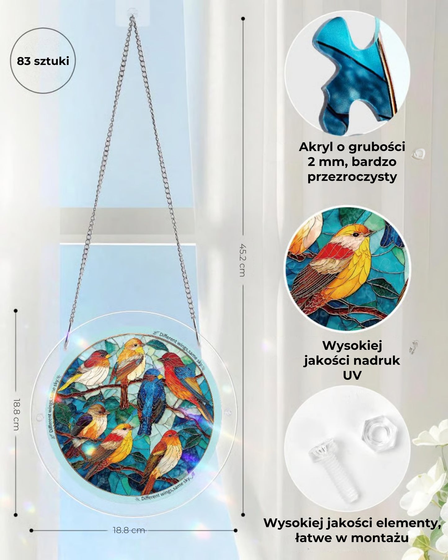 Wisząca akrylowa układanka „Łapacz słońca” – 83 elementy