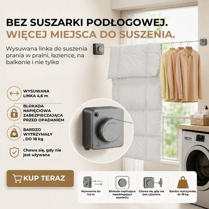 Zwijana linka do suszenia ubrań