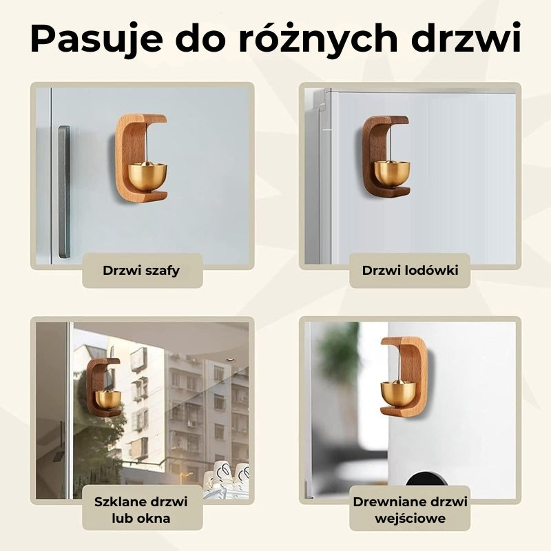 Magnetyczny drewniany dzwonek do drzwi