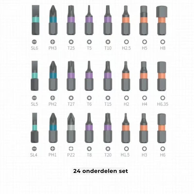 Kompaktowy zestaw wkrętaków 24 w 1