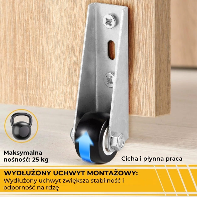 Płynnie obracające się kółka do mebli i drzwi – 2 sztuki