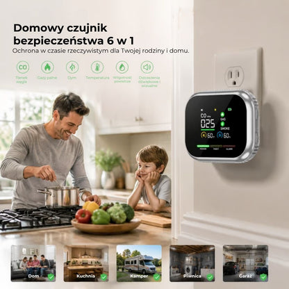 Inteligentny detektor bezpieczeństwa 6 w 1 – wykrywa do 12 rodzajów gazów i oparów