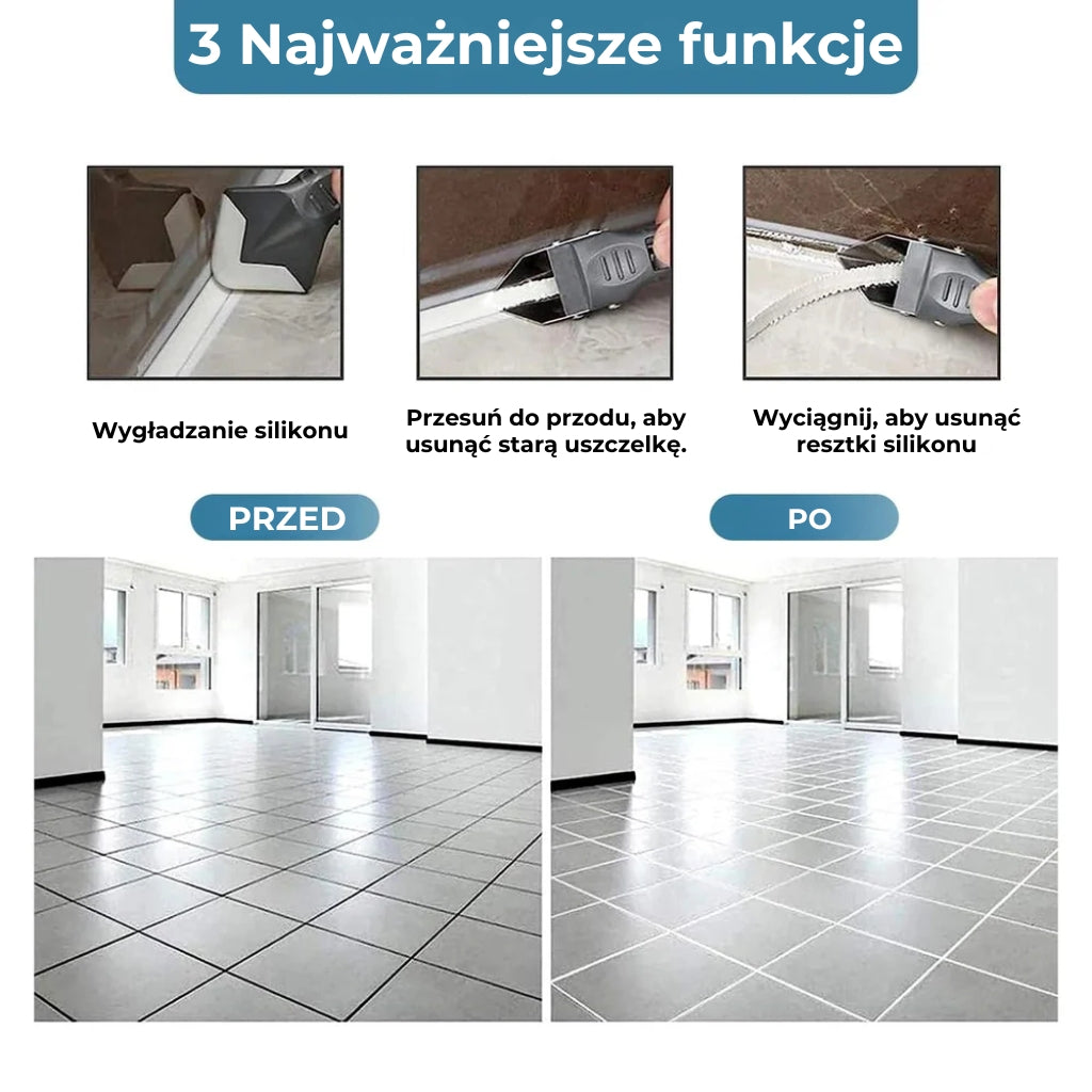 🔥 Narzędzie 3 w 1 do silikonu i fug, zestaw uniwersalny