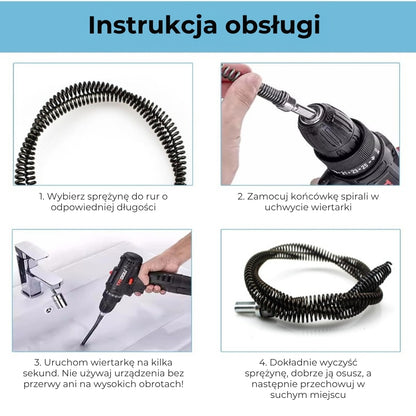 Sprężyna do czyszczenia rur (końcówka do wiertarki)