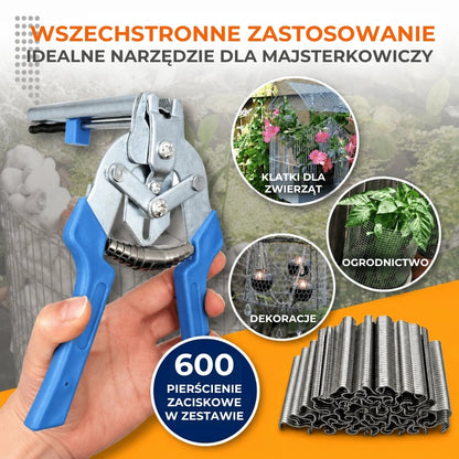 Szczypce do zacisków typu M – 600 zacisków w zestawie