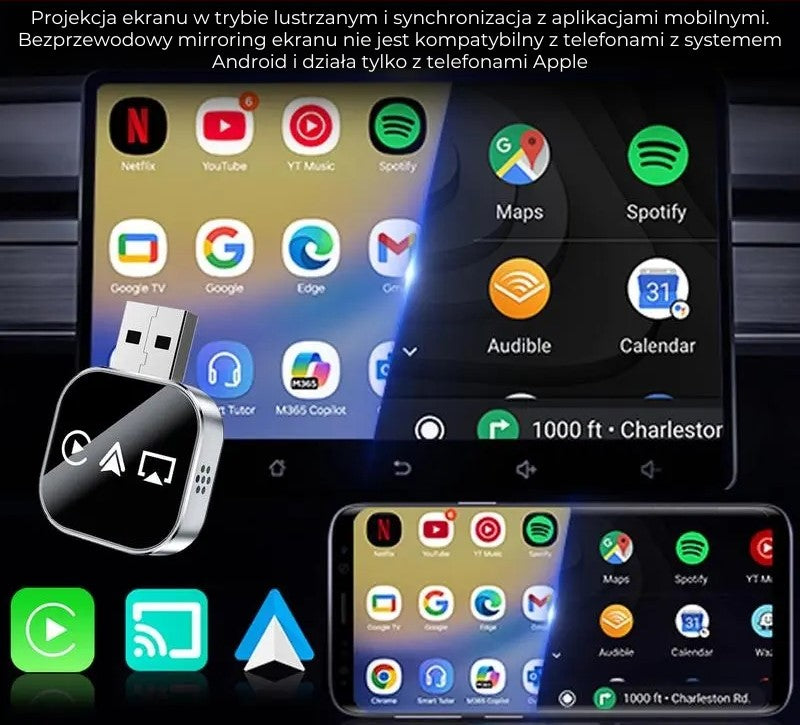 Bezprzewodowy Adapter Carplay V3 – Wyświetlanie Ekranu