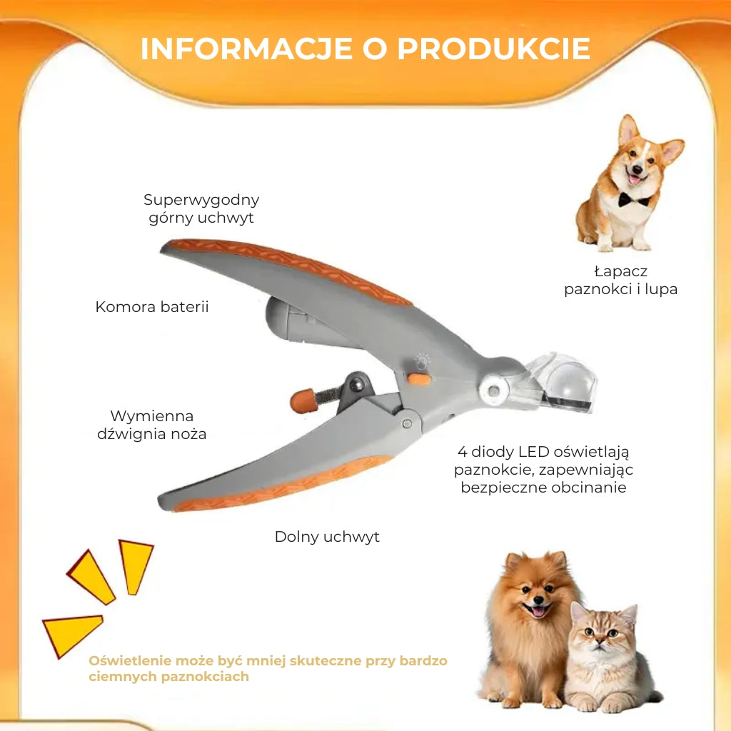 LED obcinacz do paznokci dla zwierząt domowych