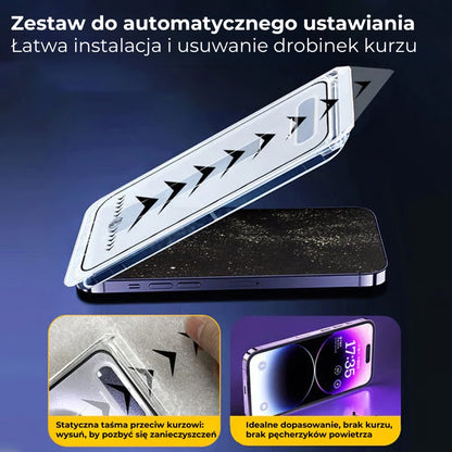 Zestaw zabezpieczający do iPhone'a – bezpyłowa, wzmocniona folia ochronna na ekran