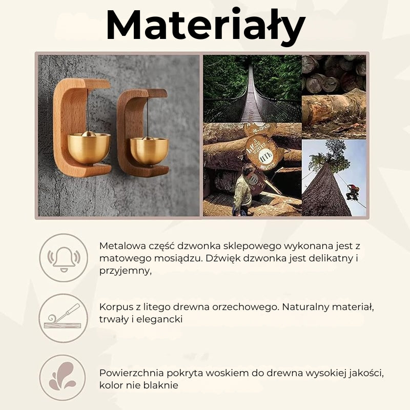 Magnetyczny drewniany dzwonek do drzwi