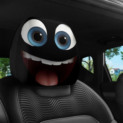 Zabawne pokrowce na zagłówki samochodowe z motywami z kreskówek – 2 sztuki / 2D / Uniwersalne dopasowanie