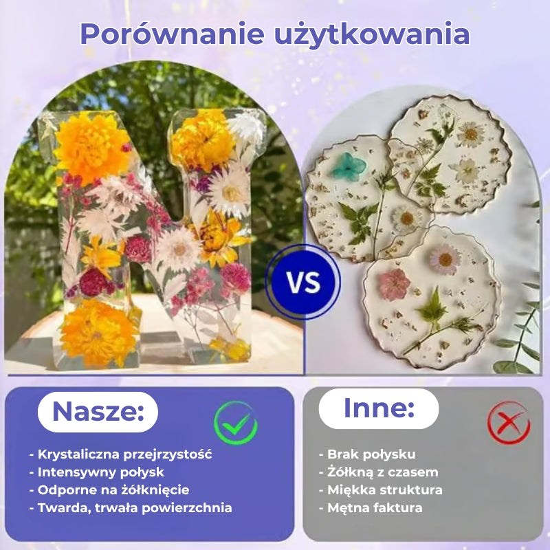 🎁 Ręcznie robiona litera LED z żywicy i suszonych kwiatów