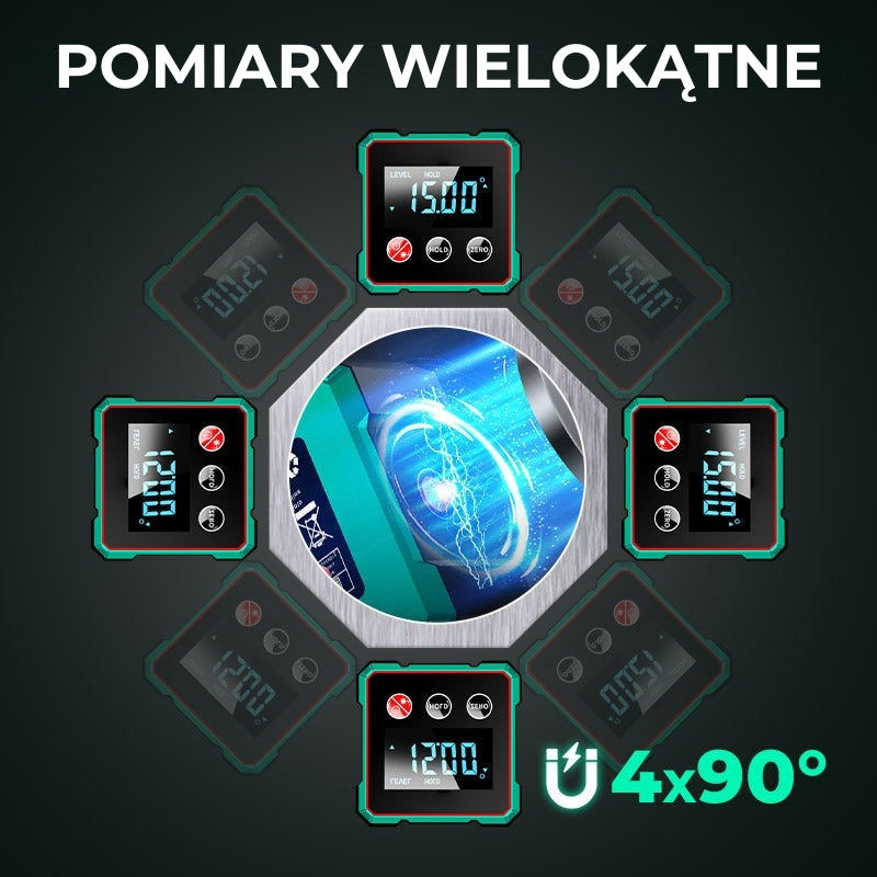 🔥 4-stronny magnetyczny kątomierz cyfrowy z laserem