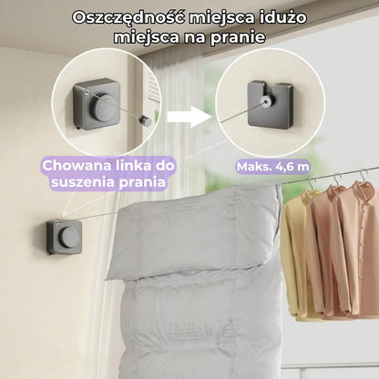 Zwijana linka do suszenia ubrań