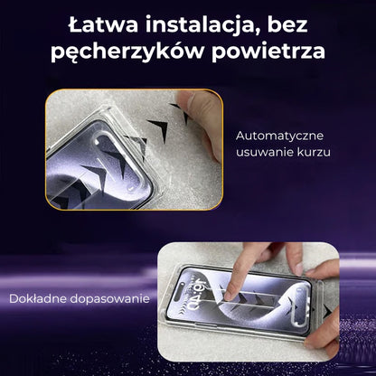 Zestaw zabezpieczający do iPhone'a – bezpyłowa, wzmocniona folia ochronna na ekran