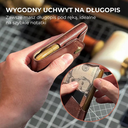 Vintage ręcznie robiony portfel skórzany