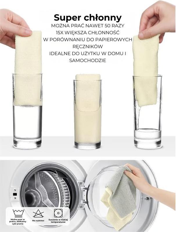 ♻️ Ręczniki z mikrofibry na rolce (20 sztuk, wielokrotnego użytku)