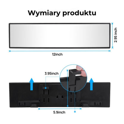 Panoramiczne lusterko wsteczne z mocowaniem zaciskowym