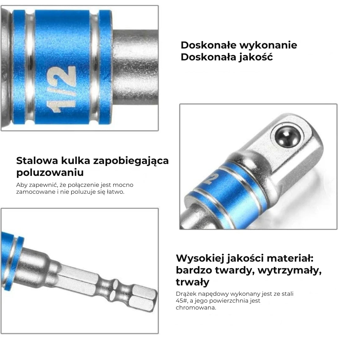 Zestaw adapterów do wiertarek i kluczy nasadowych