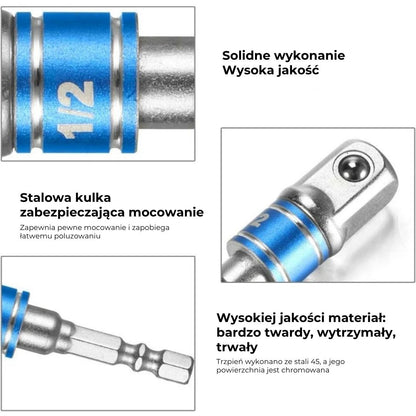 Zestaw adapterów do wiertarek i kluczy nasadowych