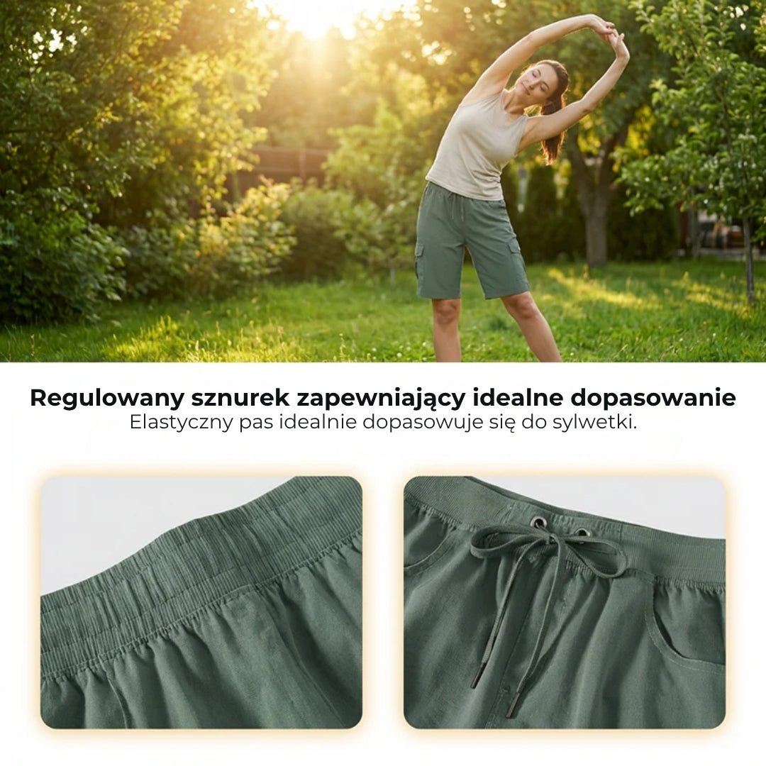 Szybkoschnące damskie szorty cargo z kieszeniami
