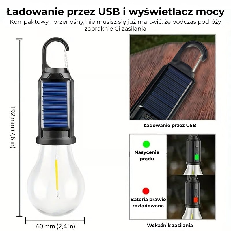 2025 Solar lampa zewnętrzna z haczykiem