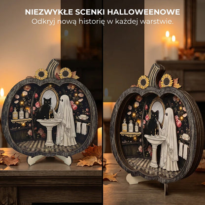 Drewniane dekoracje z dyni na Halloween