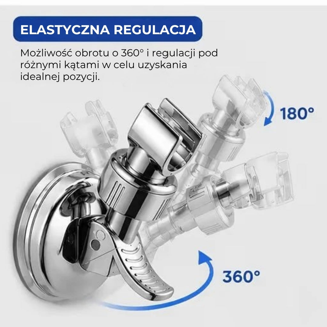 Regulowany uchwyt na głowicę prysznicową z przyssawką