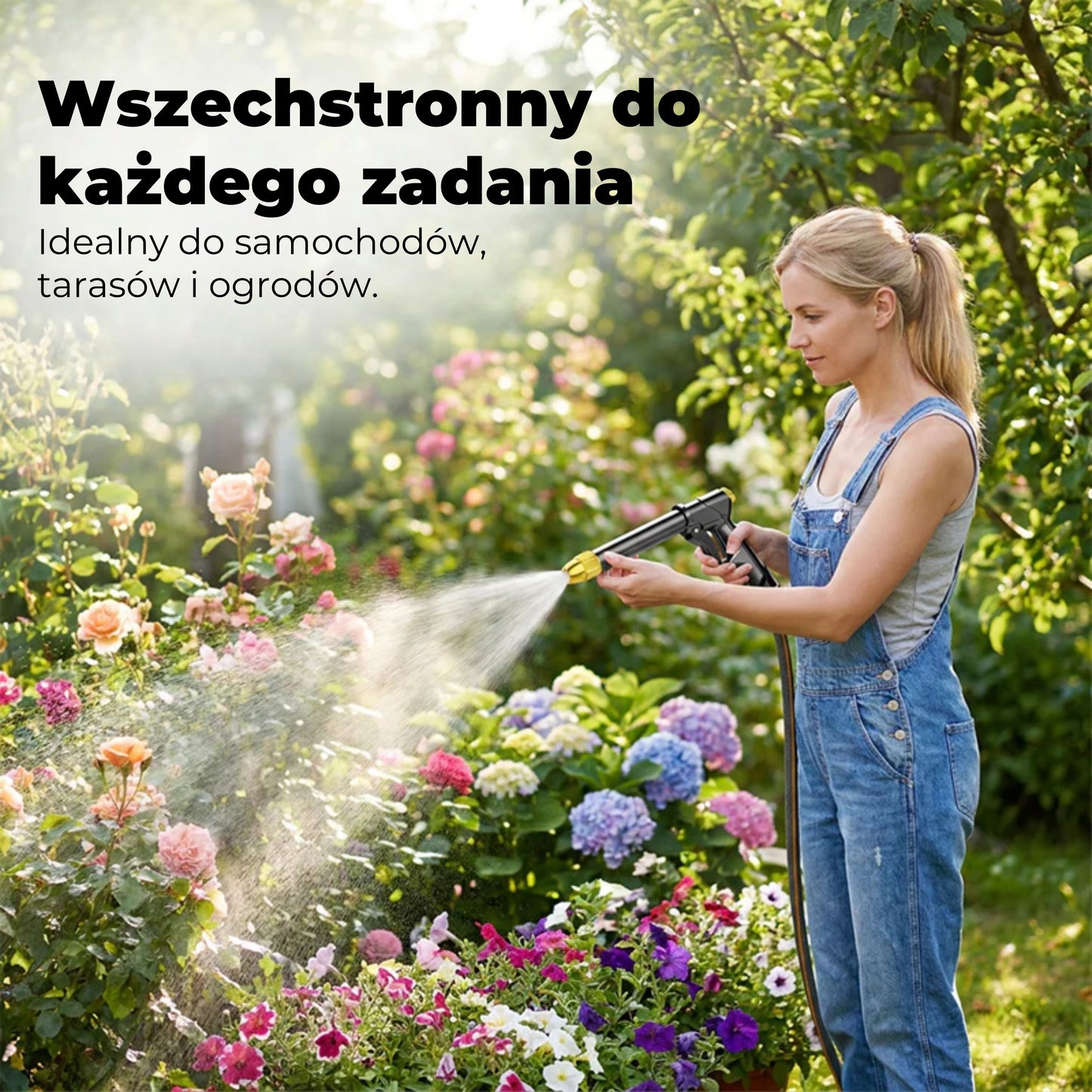 Pistoletowa końcówka do węża ogrodowego z dozownikiem piany