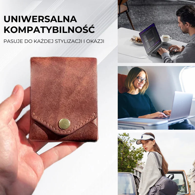 Vintage ręcznie robiony portfel skórzany