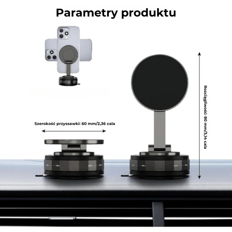 Magnetyczna przyssawka - Składany uchwyt na telefon 360° z blokadą próżniową