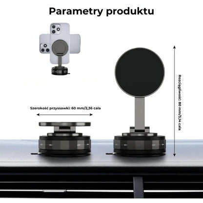 Magnetyczna przyssawka - Składany uchwyt na telefon 360° z blokadą próżniową