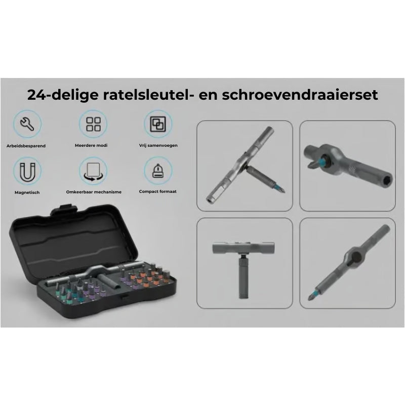 Kompaktowy zestaw wkrętaków 24 w 1