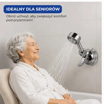 Regulowany uchwyt na głowicę prysznicową z przyssawką