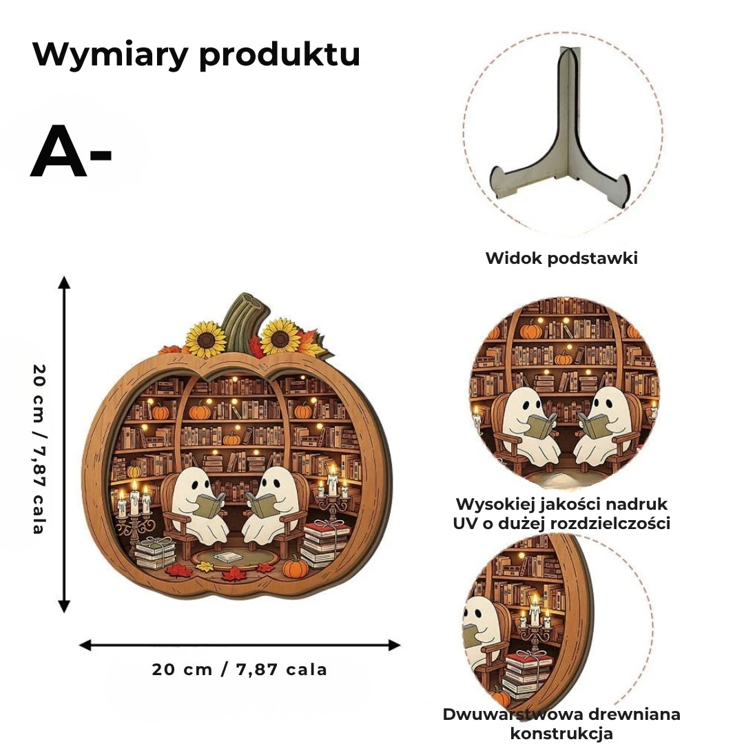 Drewniane dekoracje z dyni na Halloween