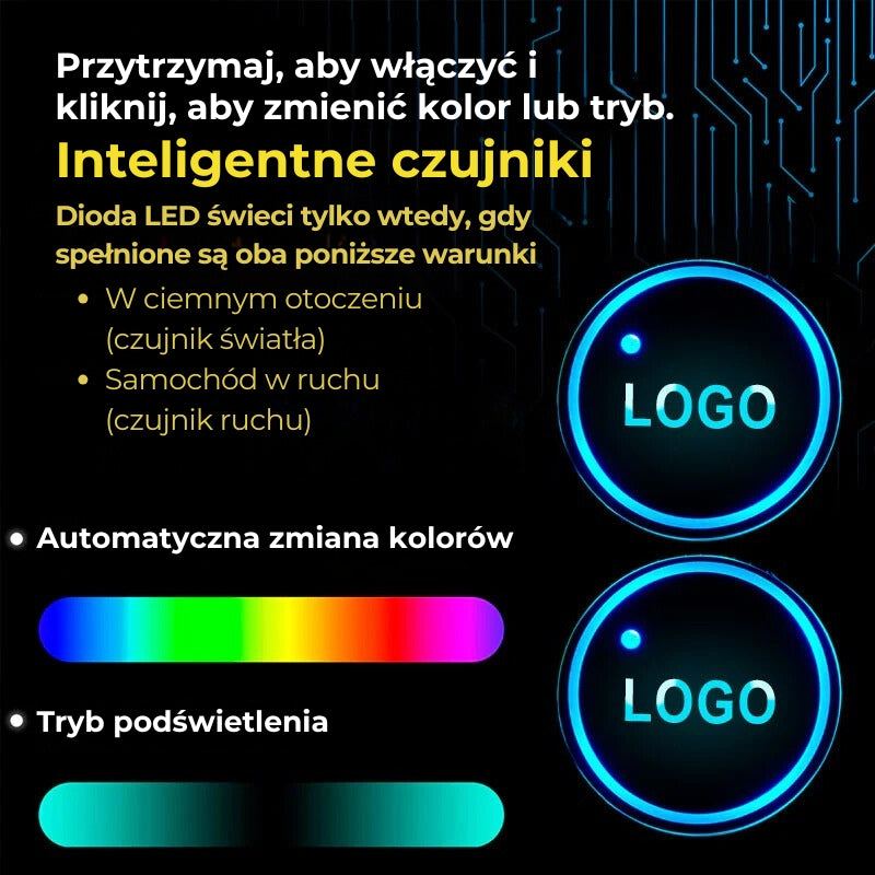 Samochodowa podświetlana podstawka pod napoje