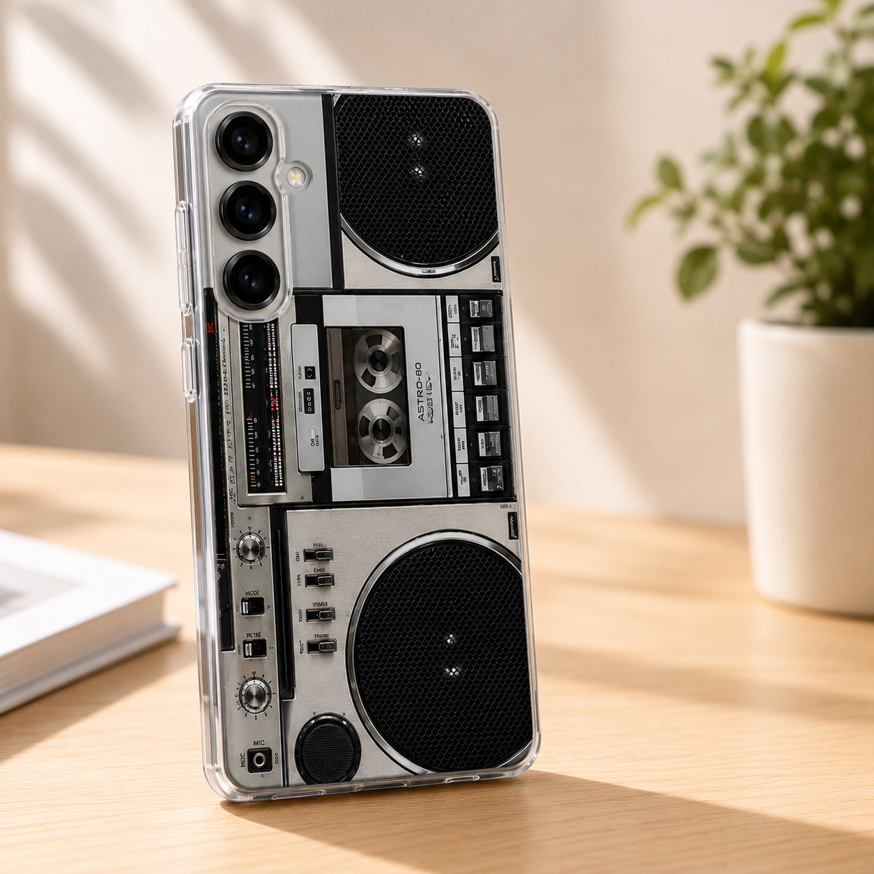 Etui na telefon Samsung w stylu retro z motywem kasety