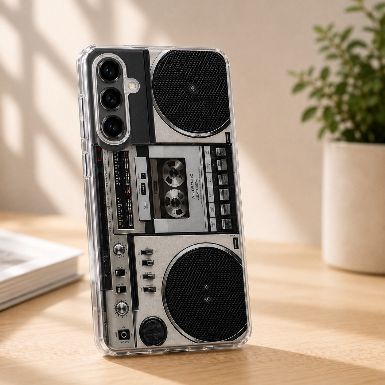Etui na telefon Samsung w stylu retro z motywem kasety