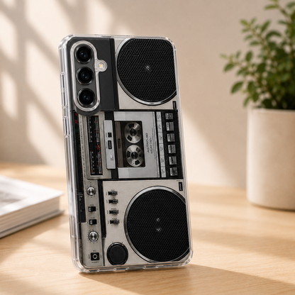 Etui na telefon Samsung w stylu retro z motywem kasety