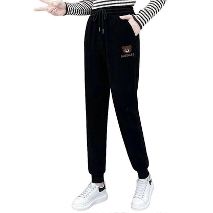 Damskie ocieplane spodnie dresowe z pluszowego sztruksu