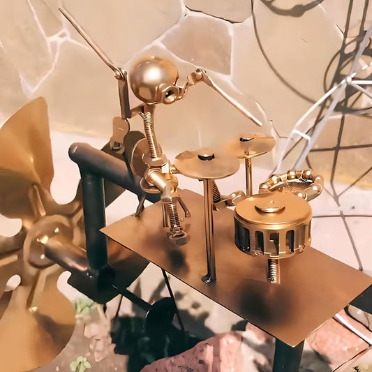 🥁 Ręcznie wykonany metalowy wiatrowskaz z motywem rockowym – dekoracja dla fanów muzyki