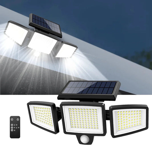 Solarna lampa LED z czujnikiem ruchu (200 LED, wodoodporna, z pilotem)
